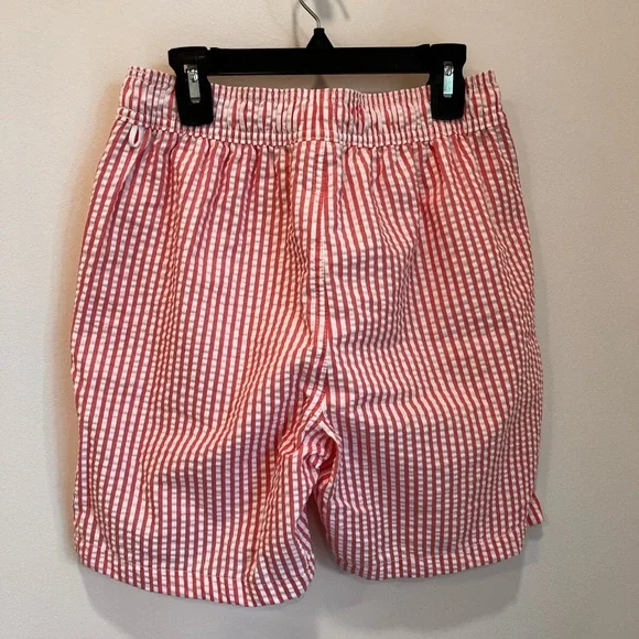 Crewcuts J Crew Boys Size 14 Striped Pink White Lined Swim Suit Trunks CG913 NEW - Picture 2 of 7